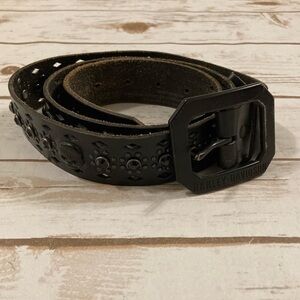 Harley-Davidson Women’s Black Leather Raised Skulls and Black Rhinestones Belt L